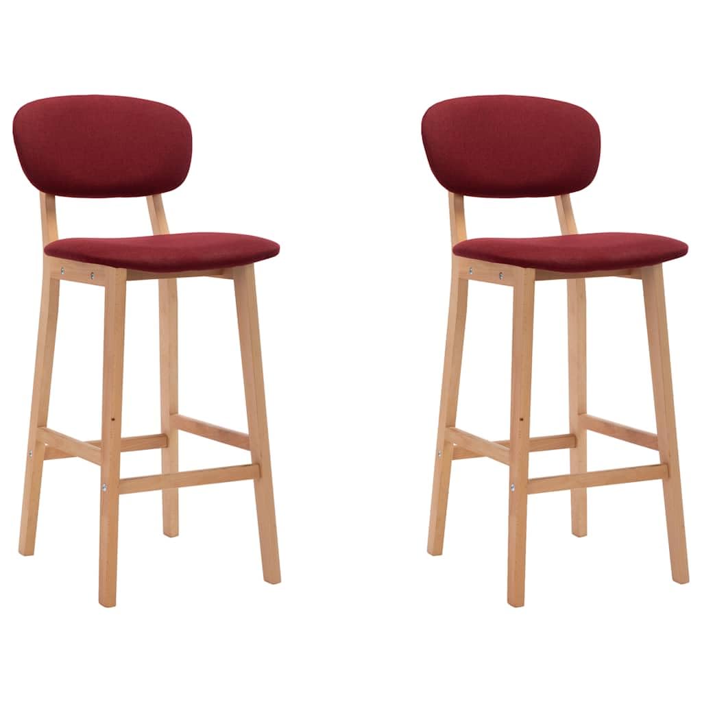 Tabourets de bar bordeaux en hêtre - Finis les maux de dos avec le repose-pieds ergonomique