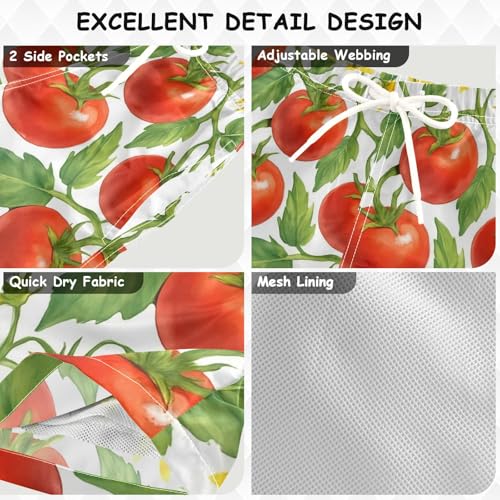 DOMIKING Tomato Blossom White Boys' Swimwear Quick Dry Swim Trunks with Pockets for Boys Kids Adjustable Waist L3