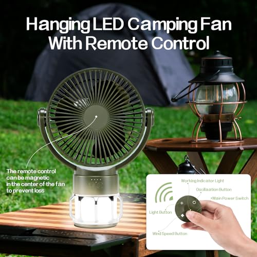 Camping-Fan-Battery-Powered-Fan-with-LED-Lantern-10000mAh-Portable-Camping-Fan-for-tents-8H-Timer-270Rotation-Rechargeable-Fan-Battery-Operated-Fan-USB-Desk-Fan-Beach-Fan-with-Hook