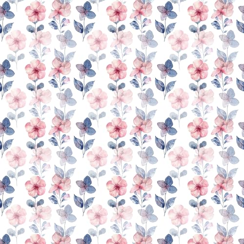 Image of LANE LINEN 400TC Morrison Bloom Super King Size Bedsheet with 4 Pillow Cases | 100% Cotton Digital Print Bedding Set (2.74 M x 2.74 M) | Modern Floral Pattern for Luxurious Comfort (Pink & Blue)