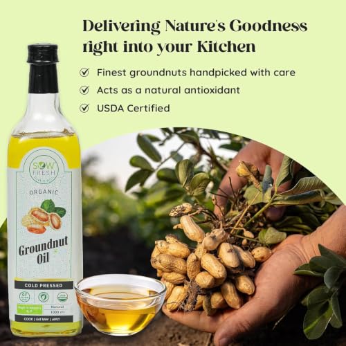 Image of Organic Cold Pressed Groundnut Oil 1 Litre, Vitamin E, D Rich, No Trans Fat