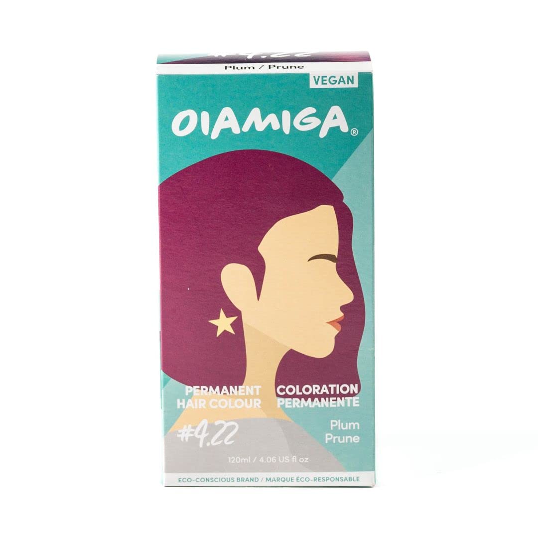 Oiamiga Plum Permanent Hair Dye, Inclusive Hair Colour for All Hair Types, Rapid Processing, Made with Natural Ingredients, Vegan and Cruelty Free 120ml