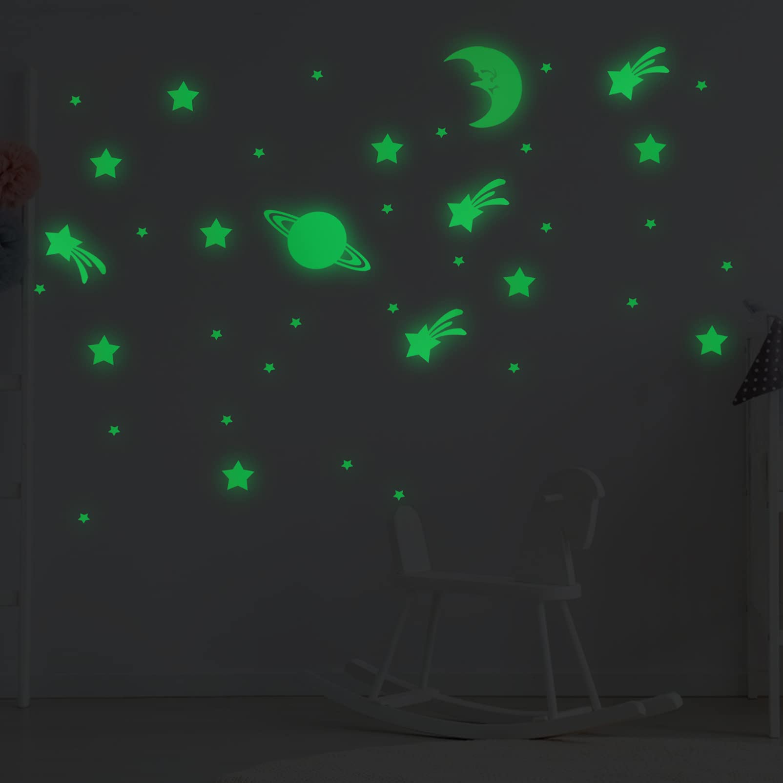 Toyvian 3sets Adesivi Murali Luminosi Per Cameretta Stickers Autoaderenti Con Stelle e Decorazioni Per Sicuro Atmosfera Magica Per Stanze e Nursery