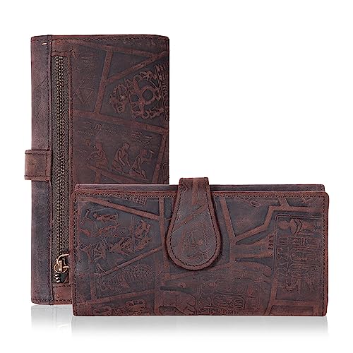 Image of Real Leather Women Wallet Leather with RFID Blocking -Trifold Card Holder Designer Ladies Clutch with ID Window Wallets