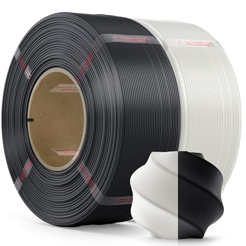 Image of PLA Filament 1.75mm PLA 3D Printer Filament(Refill),2kg Refill for Reusable Spools(4.4lbs),Premium Quality 3D Printing Filament for Bambu lab 3D Printers,Black+White
