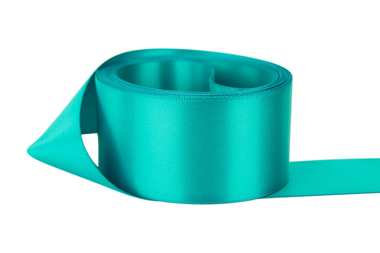 Ribbon Bazaar Double Faced Satin - Premium Gloss Finish - 100% Polyester Ribbon for Gift Wrapping, Crafts, Scrapbooking, Hair Bow, Decorating &amp; More - 1/4" Tornado Blue 50yd Spool