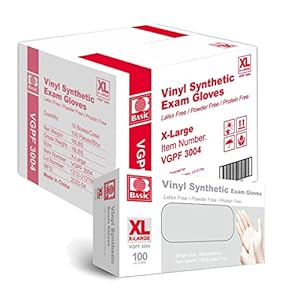 Basic Diagnostic VGPF3004 Clear Vinyl Exam Gloves, Latex-Free & Powder-Free, Extra-Large, Pack of 1000