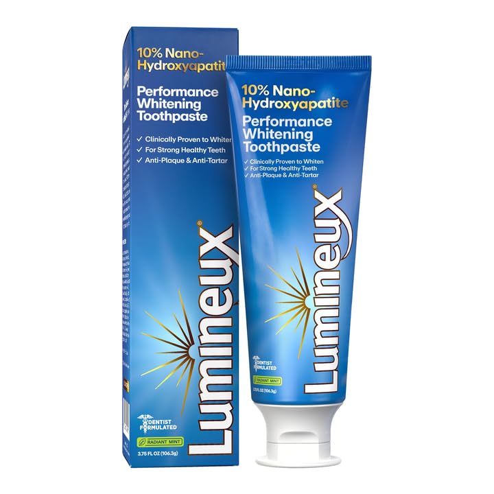 Lumineux 10% Nano Hydroxyapatite Performance Whitening Toothpaste - Fluoride Free & Gentle Whitening - Clinically Supported & NASA-Developed nHA for Strong Enamel & Bright, Smooth Teeth (3.75 oz)