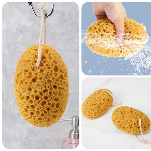 AOZUO Éponge de Bain, Lot de 2 Grandes Éponges Alvéolaires pour la Douche et le Bain - Éponge de Corps Souple et Exfoliante à Mousse Dense pour un Nettoyage Doux et Profond pour Femmes et Hommes – vue 4