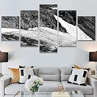 SIGNWIN 5 Panel Canvas Wall Art Monochromatic Mountains for Home Decorations Ready to Hang - 60