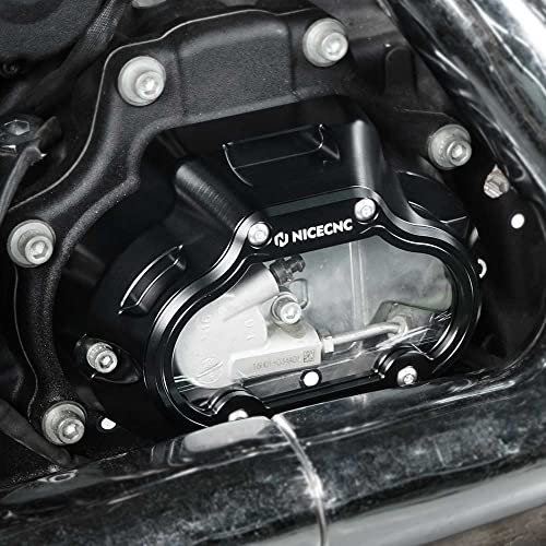 Nicecnc Black Transparent Transmission Side Cover Compatible With Harley Flhr 1Fbc Road King 2017-20,Flhx 1Kbc Street Glide/Fltrx 1Khc Road Glide/Freewheeler 2017-2020,See Fitment #TOP1