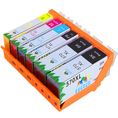 Gucoco Tintenpatronen für Canon Pixma MG5750 TS6050 TS6051 TS6052 MG5751 TS5055 TS5050 MG5753 MG6850, 5 Stück 1 Noir, 1 Cyan, 1 Magenta, 1 Jaune, 1 PGBK