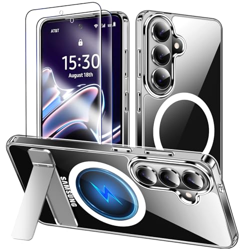 MOZOTER for Samsung Galaxy S26 Plus Case with Kickstand,[Compatible with Magsafe][2*Screen Protector],Military-Grade Protection,Magnetic Phone Case for Samsung Galaxy S26 Plus-Clear