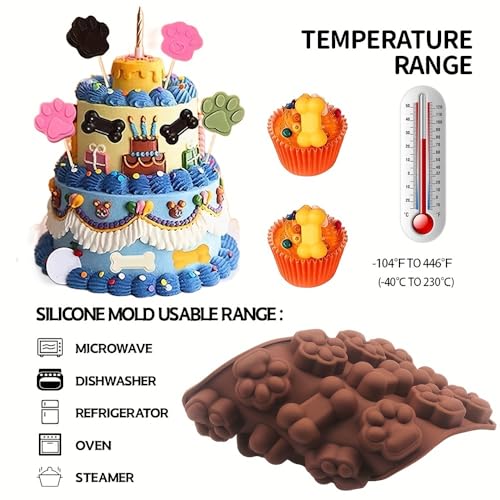 Molde de silicona para hielo con 14 cavidades en forma de huella y hueso miniatura 7