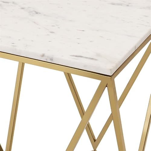 Tov Furniture The Leopold Collection Modern Style Marble Top Side Table With Gold Finish Legs, White #TOP3