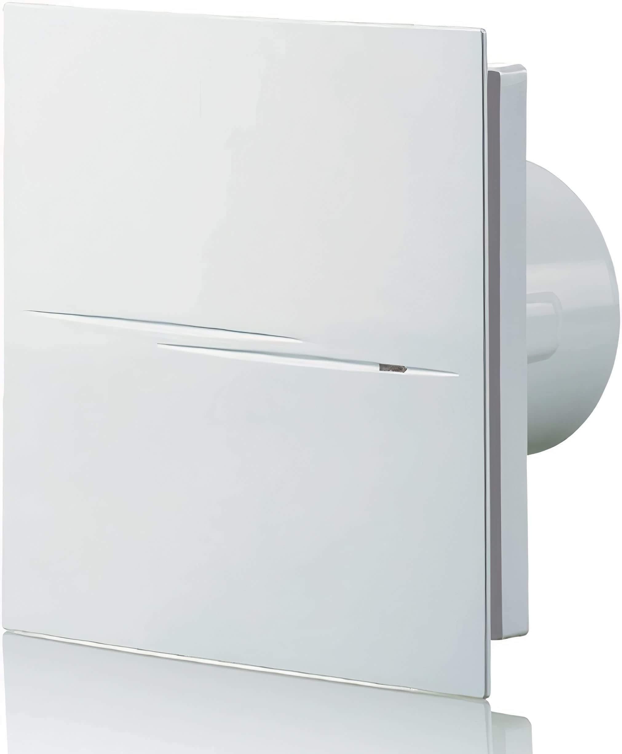 100 Quiet Style TH H Blauberg Calm Design Low Noise Energy Efficient Bathroom Extractor Fan 100mm Humidity, 7.5 W, 240 V, Brilliant White, 100 mm