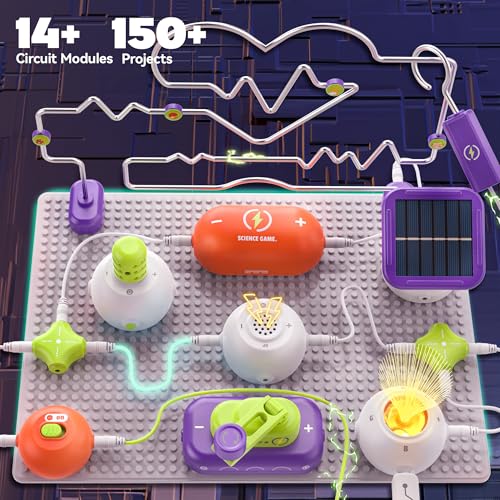 Image of Science Kits for Kids - STEM Kits for Kids, Electronics Exploration Kit, Over 150 Projects, 14 Circuit Parts, STEM Educational Toy Gifts for Kid Boys Girls Ages 3 4 5 6 7 8 9 10 11 12 | Over 150 Experiments, 14 Circuit Parts, Hands-On STEM Learning, Educational Toy, Gift for Kids Ages 3-12