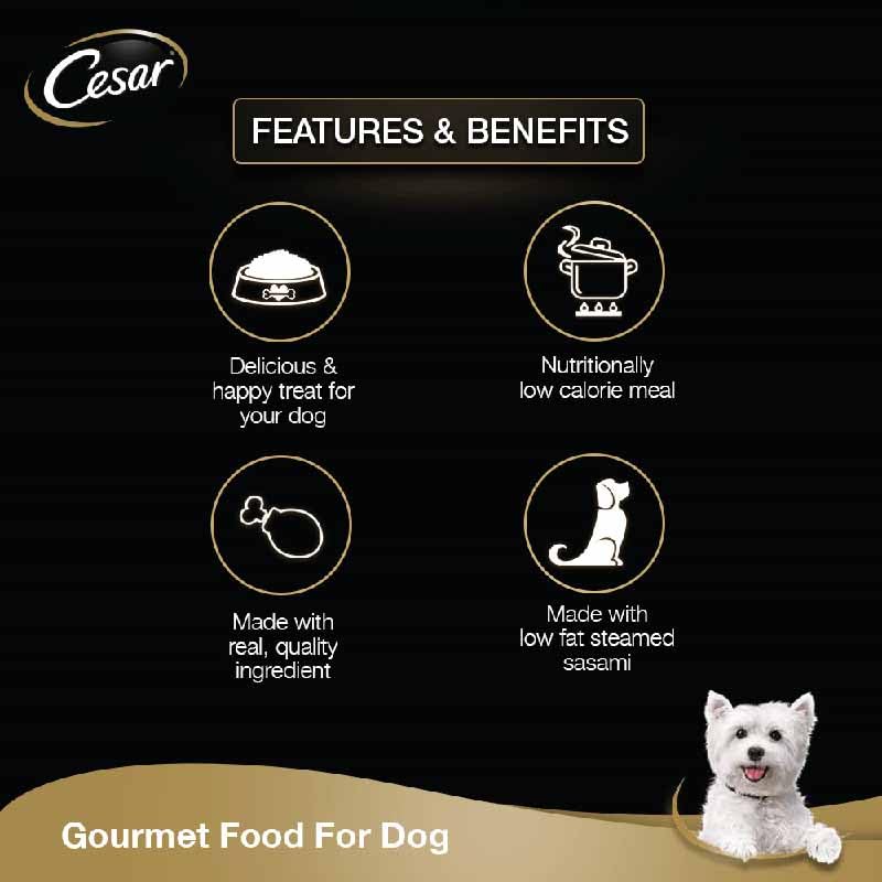Image of Cesar Premium Adult Wet Dog Food (Gourmet Meal), Sasami & Vegetables, 16 Pouches (16 x 70g)