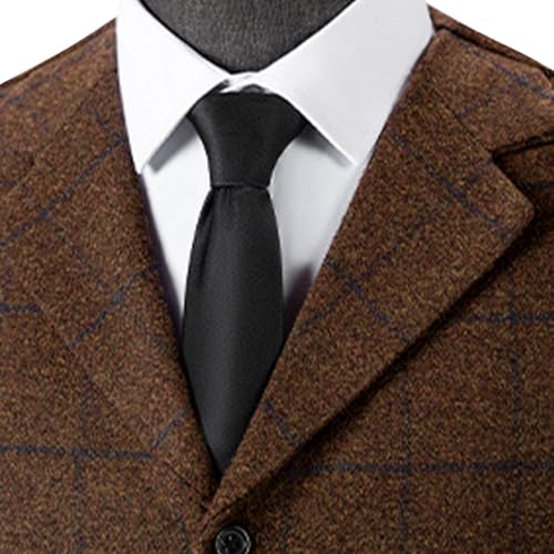 Mens Vintage Suit Vests Plaid Tweed Slim Fit Waistcoat Wedding Prom Groomsmen Notched Collar Business Blazer Vest2