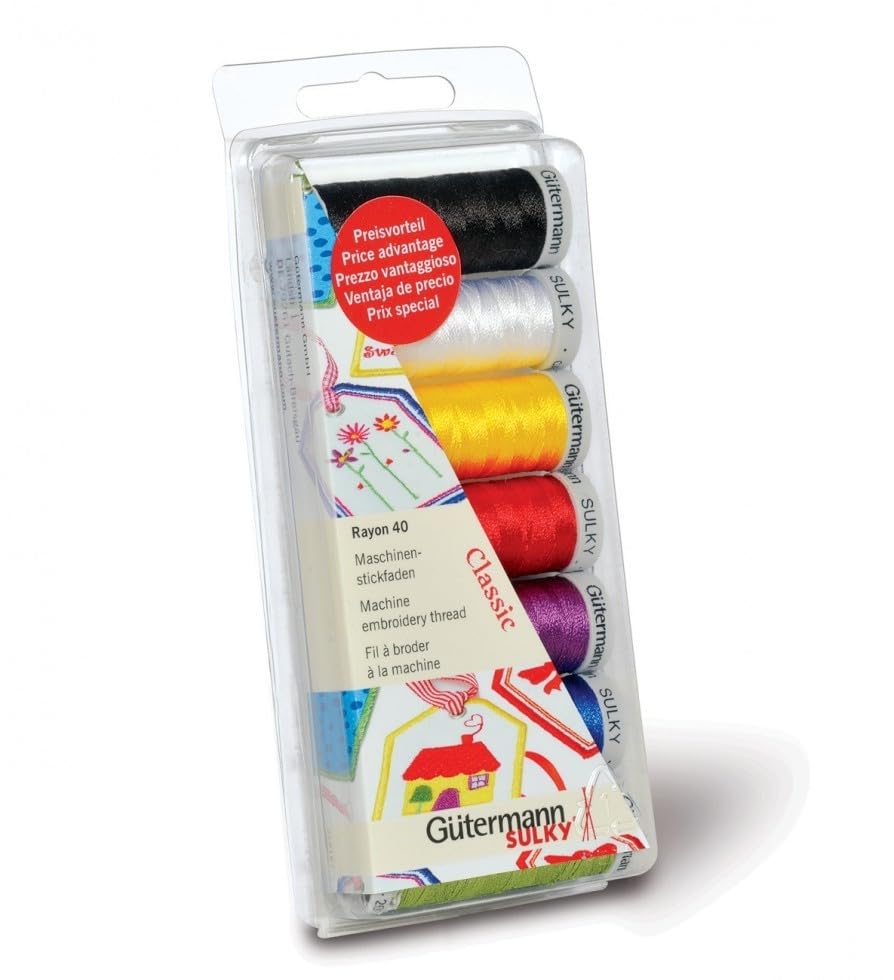 Gutermann Machine Embroidery Rayon 40 Thread Set 200m Classic - per Pack of 7