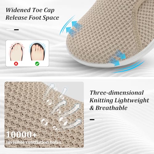 Image of Womens Walking Shoes Comfortable Wide Diabetic Shoes Adjustable Zero Drop Edema Shoe Breathable Neuropathy Nursing Shoes Casual Wide Width Sneakers
