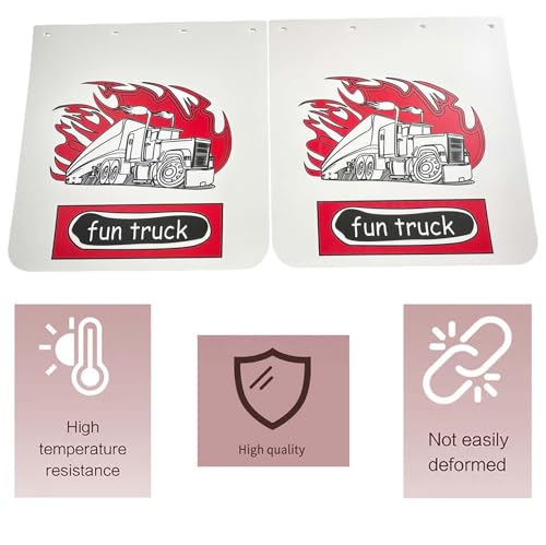 Image of BST BSSP Pair White Straight Heavy Duty Polymer Splash Guard Mudflaps 24 inchx 24 inch for Semi Truck Trailer, Great-Truck Pattern, Universal Fit
