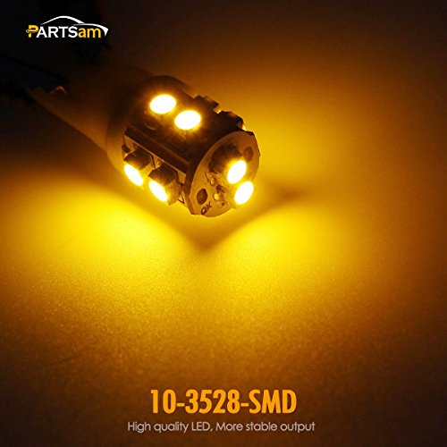Partsam T10 Led Light Bulbs 5Pcs 10-3528-Smd Chipset 194 168 Amber Led Replacement Bulbs For Pickup Truck Cab Marker Roof Running Top Light 12V (Pack Of 5) #TOP6