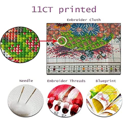 Kit de punto de cruz preimpreso de 11CT que evita errores de conteo en bordados de 40x50 cm 4