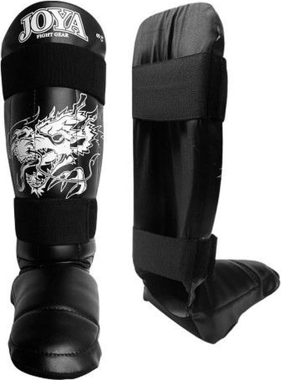 JOYA Schienbeinschoner Kickboxen - Drache - Weiss Größe XXS - Hergestellt aus hochwertigem Kunstleder - Kampfsport Sparring Schienbeinschutz - Schienbeinschützer - Muay Thai - Joya Gear