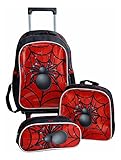 Kit Escolar Mochila de Rodinhas com Estojo e Lancheira, Spider, Aranha, Infantil