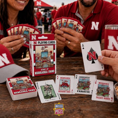 Image of Masterpieces NCAA Nebraska Cornhuskers Playing Cards - Officially Licensed 54 Card Deck - Adult