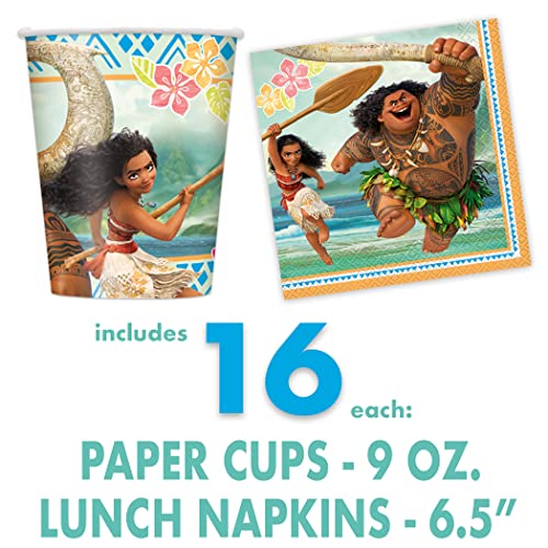 Vaiana Ensemble de fournitures de fête d'anniversaire | Décorations | Pour 16 invités | Avec bannière, nappe, assiettes… - Image 6