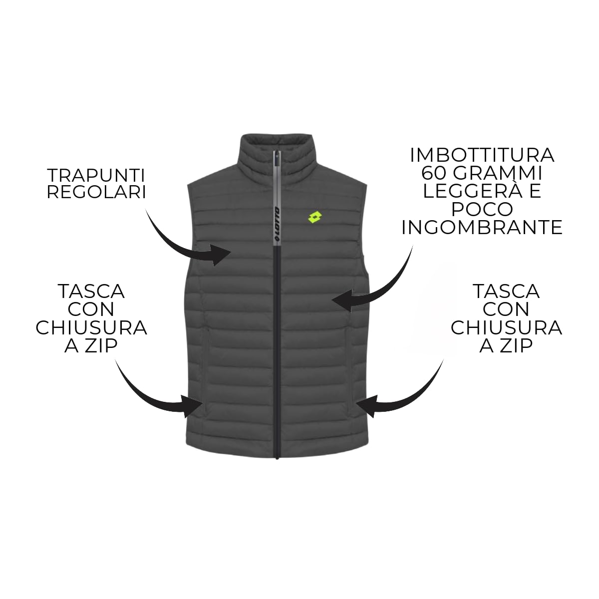 LOTTO SMANICATO UOMO ESTIVO 60 GRAMMI - LEGGERO - GILET UOMO PRIMAVERILE SPORTIVO (L, 432948 BLACK)