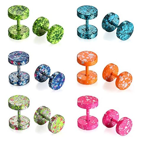 Aroncent Pendientes de Acero Inoxidable Quirúrgico para Oído Agujero Dumbbells Aretes de Perno Cover