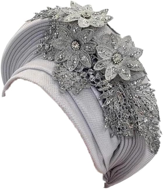 Women's Elegant Turban Cap African Nigeria Party Wedding Embroidery Lace Headwrap