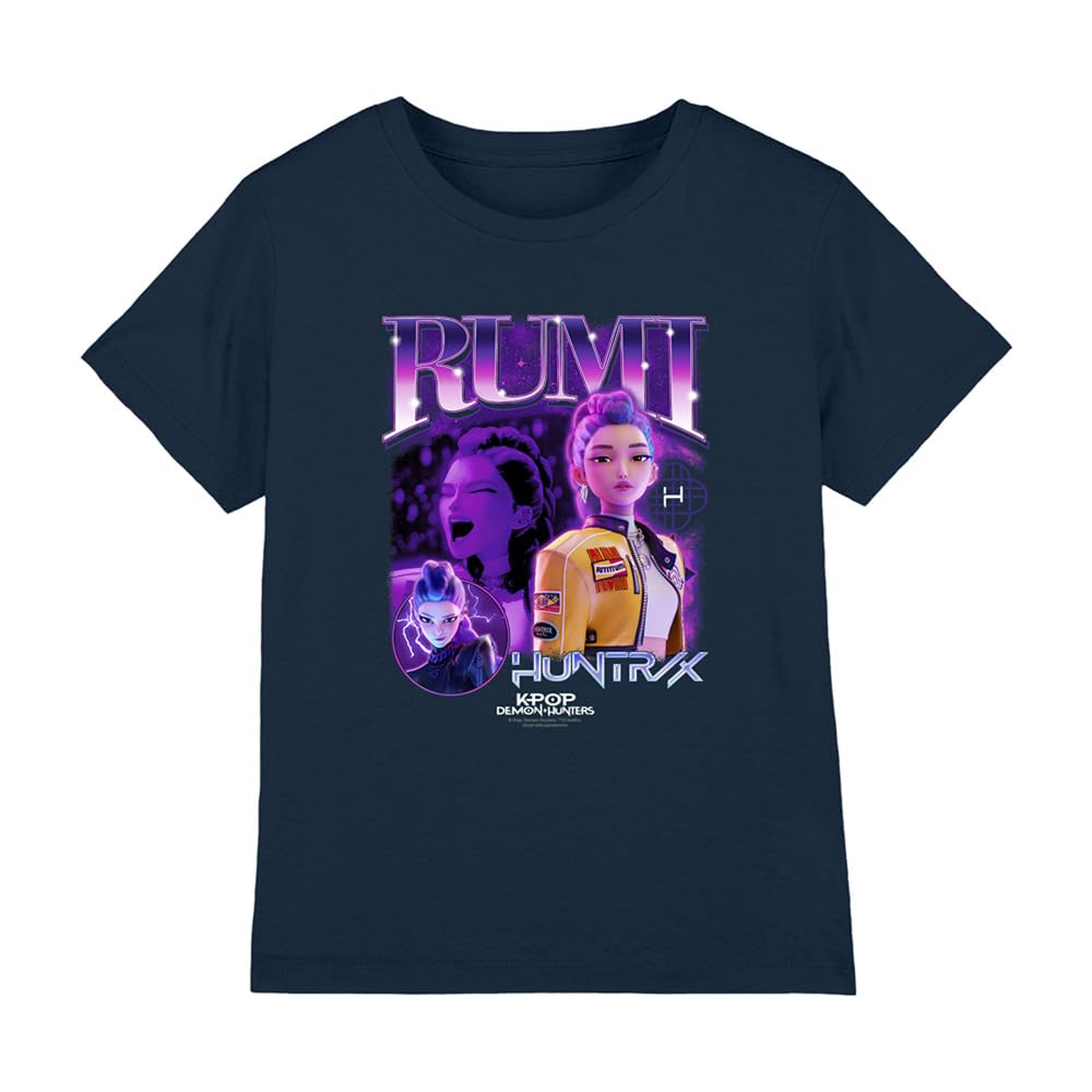 Kpop Demon Hunters Navy K-Pop Demon Hunters - Huntrix Huntr/X Rumi Bootleg Kids T Shirt, 12-13