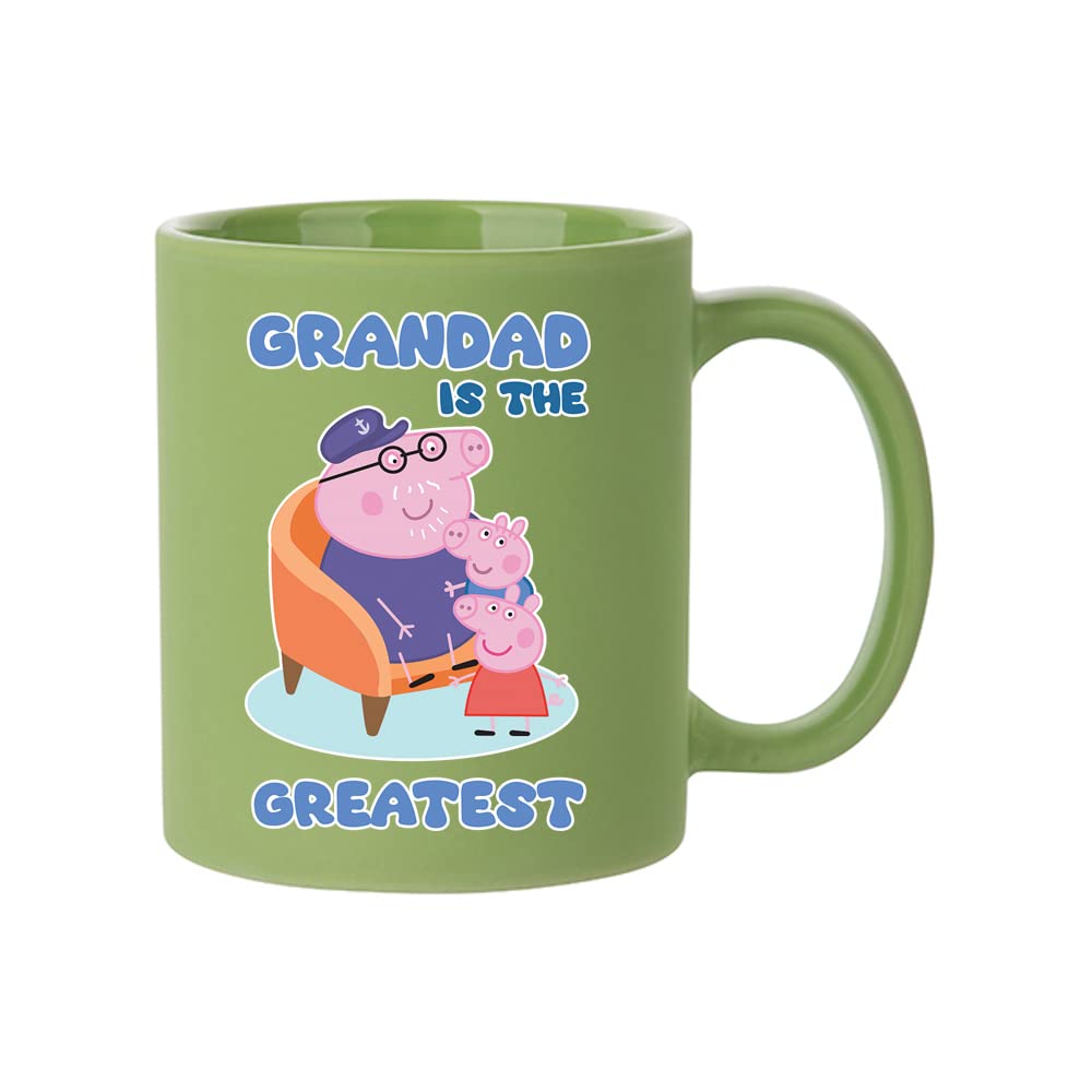 Father's Day Mug, Grandad Mug, Grandad is The Greatest, Pig Birthday Gift for Grandpa, Grandfather, Coffee Mug,Tea Mug Cocoa Soup Daily use 11oz Ceramic Full Coloured Frosted Mug. (Light Green)