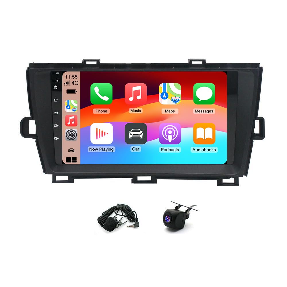 4 Core 4+64G Android 15 Car Radio for Toyota Prius 2010-2015, 9" IPS Touch Screen 5G WiFi Double Din Car Stereo with Wireless Carplay Android Bluetooth GPS Backup Camera WiFi FM RDS Mirror Link
