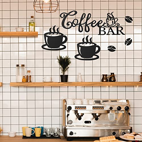 Image of Ferraycle Coffee Bar Rustic Metal Sign Rustic Coffee Bar Hanging Wall Decor Coffee Signs for Coffee Bar Metal Coffee Wall Art for Coffee Bar Home Office Kitchen (Coffee Bar, Bean and Cup Style)