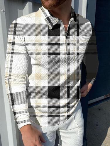 Polo Shirts for Men Casual Pullover Shirts Print Sweatshirts Long Sleeve T Shirt Lapel Spring Top Trendy Blouse Tops2