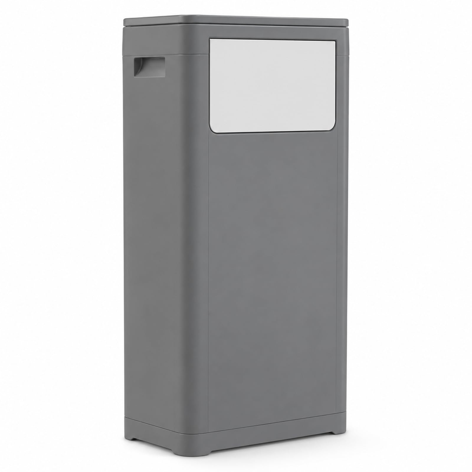 25L Slim Kitchen Trash Can, Matte Black Narrow Bin with Dual Opening(Grey)