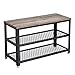 VASAGLE Banc à chaussures, Étagère de rangement à 2 niveaux, Organisateur, à chaussures, 73 x 30 x 45 cm, pour entrée, salon, cadre en acier, style industriel, Grège et Noir LBS73MB