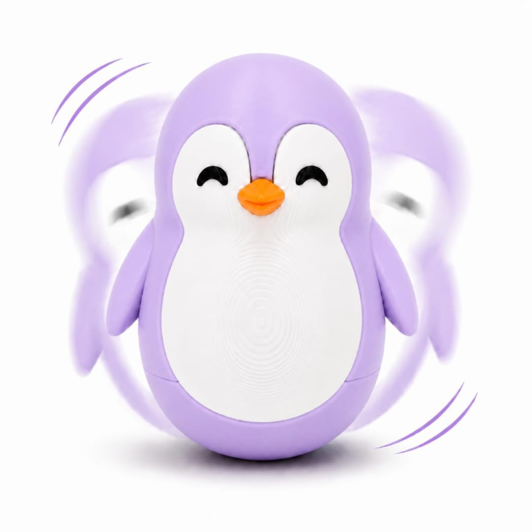 Roly Poly Penguin Wobbler | Cute Self-Righting Penguin Desk Toy | Stress Relief Fidget Toy | Mini Penguin Collectible | Office Desk Decor & Gift (Macaroon Pink, 1 pc) — Amazon image 9