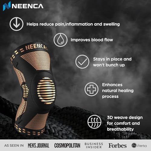 Image of NEENCA Knee Brace with Side Stabilizers & Patella Gel Pads, Adjustable Compression Knee Support Braces for Knee Pain, Meniscus Tear,Arthritis, Joint Pain Relief,Injury Recovery