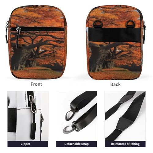 Small Satchel,Tree in The Fall Print Small Shoulder Bag,small Messenger Satchel Bags,mini Bag with Adjustable Strap3