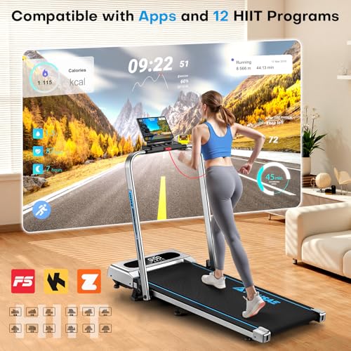 FOUSAE ZX390B 5-in-1 Foldable Treadmill, 3.0HP, 12 HIIT Programs