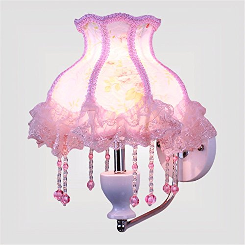 JJZHG Interieur Applique de Jardin Chambre à Coucher Pays Salon étude Chaude Lampe de Chevet Chambre Romantique Romantique avec Interrupteur,Poudre Chaude + lumière LED,Applique Murale