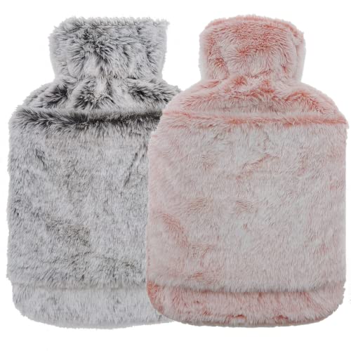 CANEOV 湯たんぽ 注水式 容量2L お湯入れ 秋冬防寒対策 かわいい カバー付き フワフワ ゆたんぽ 暖かい クリスマス ギフト (ピンク)