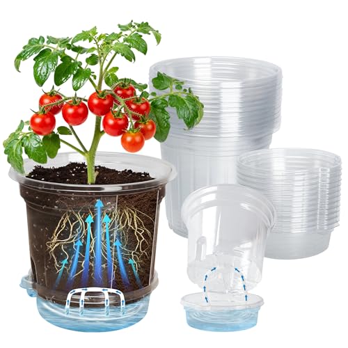 Bluepro 12 Pack 6.5 Inch Clear Self Watering Plant Pots