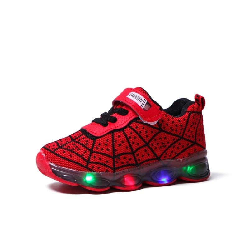 Light Up Shoes for Boys & Girls - Breathable Casual LED Flash Sneakers, Black, Blue, Red Unisex Toddler Kids for Birthdays & Christmas(red,5 Big Kid)